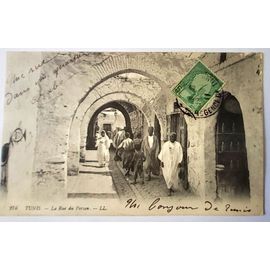 Carte Postale Ancienne, Tunisie, Tunis, La Rue Du Persan Animée