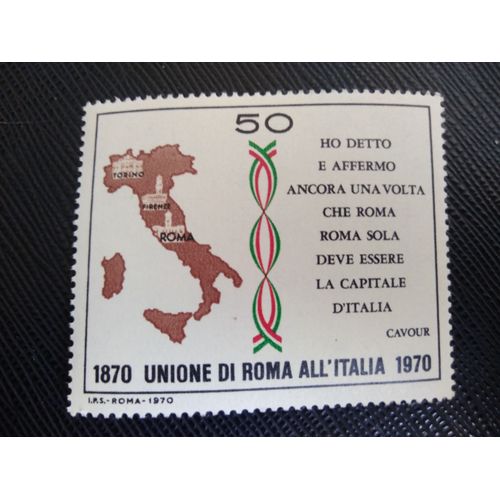 Timbre Italie Yt 1053 Centenaire De L'union De Rome Et Des États Pontificaux 1970 ( 1 010904 )