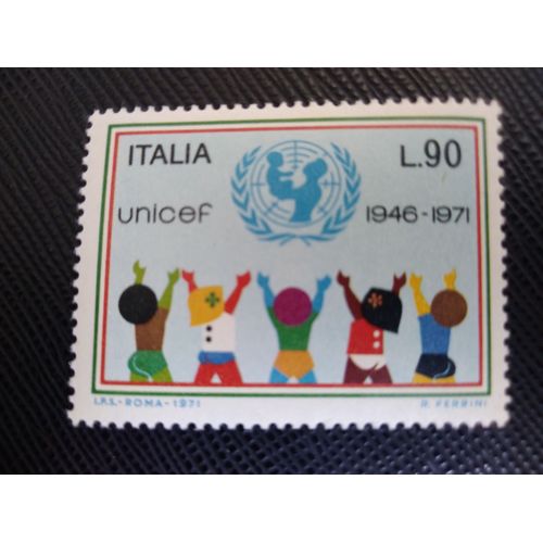 Timbre Italie Y T 1087 Des Enfants Acclamant L'Emblème De L'Unicef 1971 (050609 )