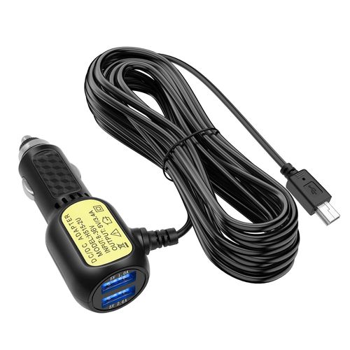 Kal-Mini Câble De Chargement Usb Pour Caméra De Voiture,3.5a Câble D'alimentation Pour Enregistreur À Prise Allume-Cigarette Mini Usb, Chargeur De Voiture Pour Navigation Gps 3,5 Mètres