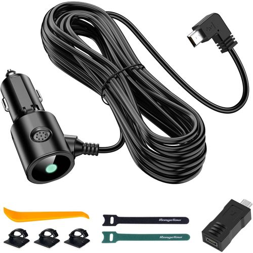 Kal-Chargeur De Voiture Pour Caméra De Tableau De Bord, Mini Usb Et Micro Usb, Câble D'alimentation Universel Pour Enregistreurs Conduite Cordon 3,5m 12v/24v Vers Dc 5v 2a(Interface L)