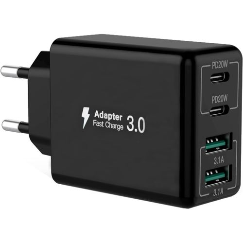 KAL-Chargeur USB C, 40W Charge Rapide, Plusieurs Prises USB Adaptateur USB 4 Ports Compatible avec iPhone 8-15 Series/Samsung S23 Ultra/Google/Xiaomi/LG/Huawei/Oppo