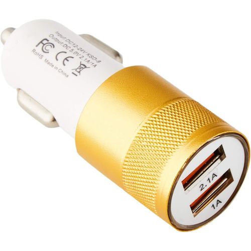 Kal-Double Adaptateur Prise Allume Cigare Usb Pour Asus Zenfone Max Pro (M2) Smartphone 2 Ports Voiture Chargeur Universel Couleurs (Or)