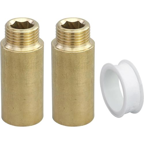 KALANKA-Rallonge de robinet en laiton 1/2" x 50 mm - Rallonge filetée DN15 - 50 mm - Raccord d'extension en laiton - Rallonge de raccordement pour eau potable et installation de chauffage
