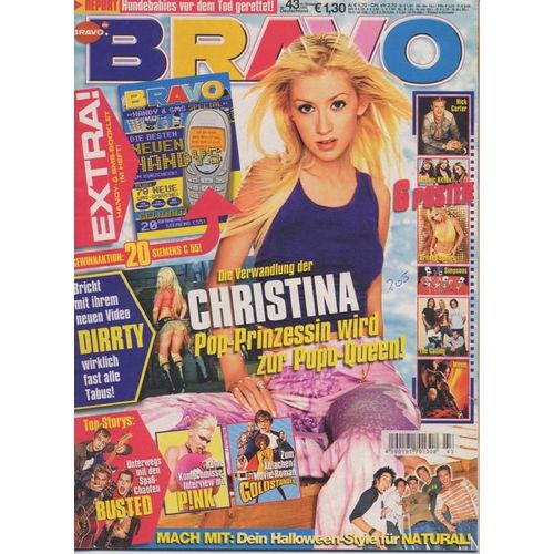 Bravo / 16-10-2002  N° 43 : Christina Aguilera (2p) - Avril Lavigne (3/4p) - Buffy / Sarah Michelle Gellar (1p) - Britney Spears (2p Poster)