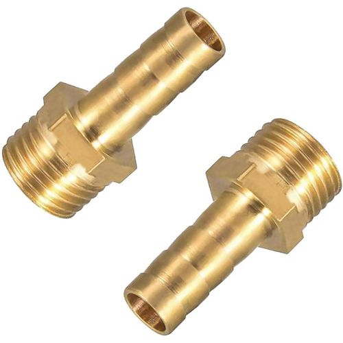 KALANKA-Be In Your Mind Lot de 2 raccords de tuyau en laiton de 10 mm avec ardillon et filetage mâle BSP 1/4"" pour air, eau, fioul, gaz