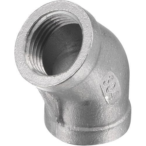 KALANKA-Femelle à Femelle Tuyau Raccord Rallonge - 304 Inox Acier 45 Degré Coude Adaptateur, Corrosion Résistance, Appliquer à Extérieur, (1/2NPT Filetage, Argent)
