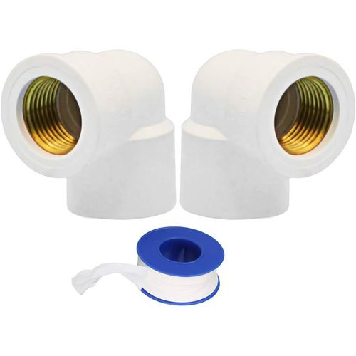 KALANKA-Connecteurs de Tuyauterie d'eau en PVC, 32mm - 2pcs 90 ° angle Raccords de Tuyauterie coudés Adaptateur Connecteur fileté femelle + 1pcs Ruban de Plomberie