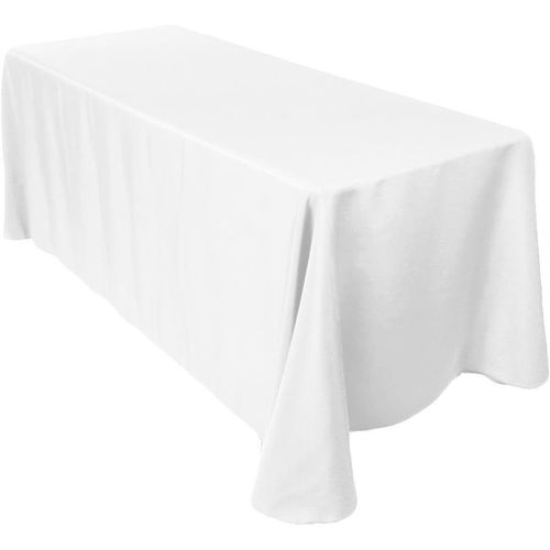 Nappe Rectangulaire, Couverture De Table En Coton Et Polyester Pour Mariage, Noël, Dîner Et Fête D'anniversaire 70 X 144 Pouces - Simple, Blanc.[G467]