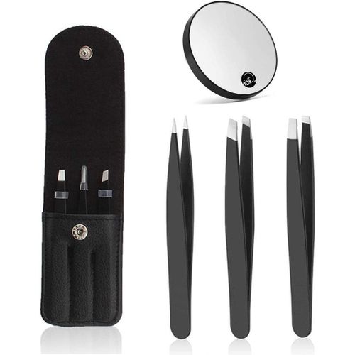 3pcs Pinces À Épiler Et Miroir Grossissant 10x - Pince À Épiler De Précision En Acier Inoxydable Pour Sourcils, Poils Incarnés, Épilateur Pour Le Visage, Outil De Beauté Pour Femmes Hommes.[G554] 