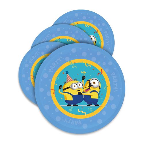 4 Assiettes Réutilisables Minions 21 Cm