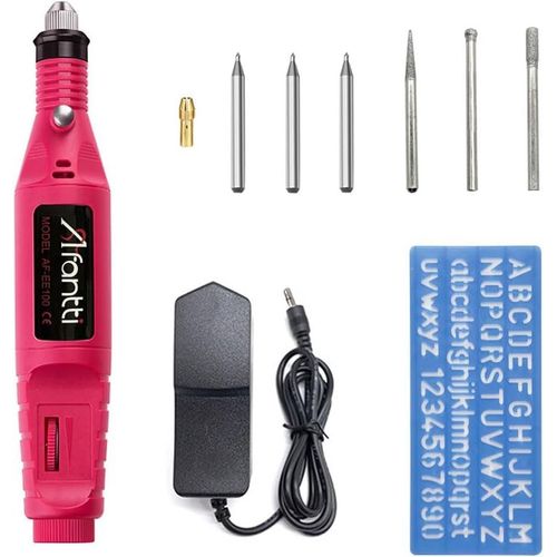 Stylo Graveur Électrique à Cordon Outil de Gravure Bricolage avec |Pochoir et Pointe en Carbure de Tungstène | pour Graver Métal Verre Cuir Bois Plastique.[G10]