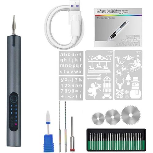 Kit stylo gravure électrique, outil gravure sans fil, mini graveur stylo gravure sur bois avec 35 embouts et accessoires pour sculpture sur verre, métal, plastique, bijoux, céramique, pierre.[G100]