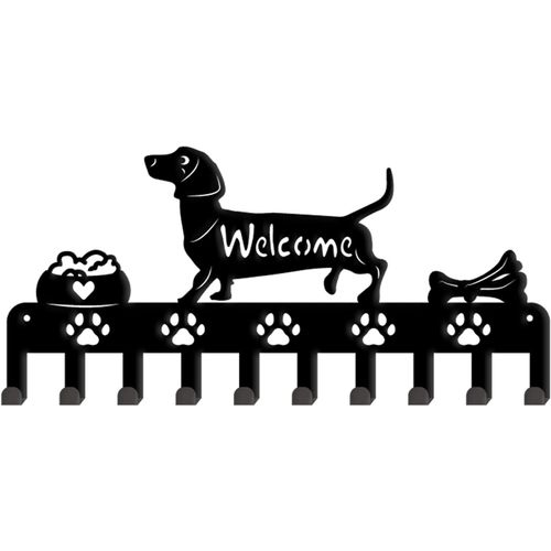 Porte Manteau Mural de Bienvenue Porte-Clés pour Chien Crochets en Os Organisateur de Cintres Crochet en Fer Support de Suspension Décoratif Mural avec 10 crochets pour Chapeaux Clés.[G578]