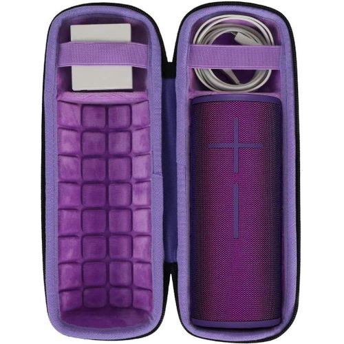 Étui de Voyage Rigide Housse Cas pour ue Ultimate Ears ue BOOM 3 Enceinte Bluetooth par - Noir exterieur, Violet interieur - Taille unique
