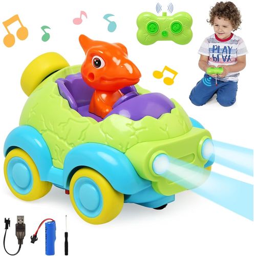 Dinosaure Voiture Télécommandée Enfant, Jouet Enfant 3 4 5 6 7 8 Ans Garçons Filles, Jouet Dinosaure RC Car avec Musique et Lumière Jeux Extérieur Cadeau pour Enfants Tout-Petits 3-10 Ans.[E807]