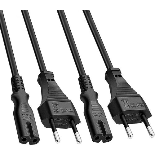 Câble D'alimentation Euro 2 Pôles Prise Euro Type C & C7 Femelle/Câble D'alimentation Universel/Câble De Raccordement Euro Pour Ps3, Ps4, Ps5, Xbox/Noir/Câble De Rallonge(2 Noire)