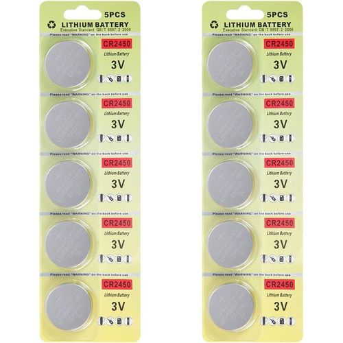 CR2450 3V Lithium Battery,Electronic Button Cell Batteries for Toys Calculators Watches LED Light Candles (10 pcs)