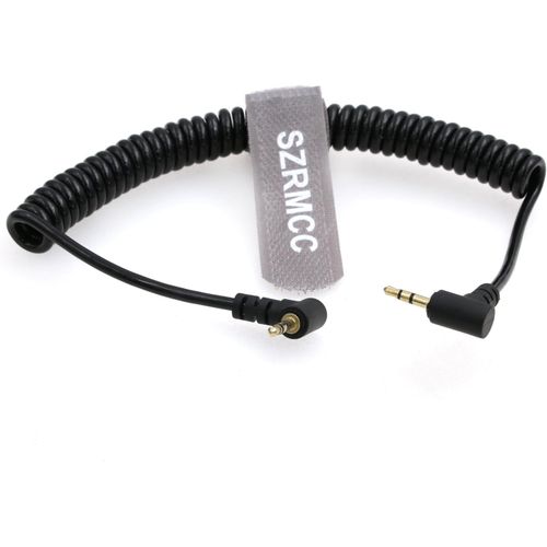 Câble de télécommande LANC de 2,5 mm à angle droit de 2,5 mm vers 2,5 mm mâle - Câble d'alimentation spiralé pour Zoom Sony PXW-FS5 Handgrip Blackmagic URSA Mini (câble spiralé)