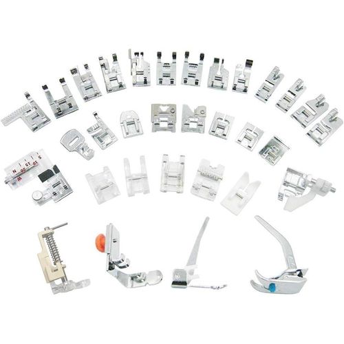 32pcs Pieds Machine à Coudre kit, Pieds-de-biche Multifonctionnel et Universels, Machine à Coudre Domistique Ourlet Pied de pièces Accessoires pour Brother/Alfa/Singer/Carrefour