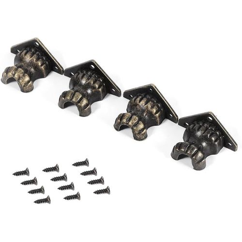Pieds de boîte, 4 Pièces Coffre à Bijoux en Laiton Antique boîte en Bois Pieds Décoratifs Pieds de boîte Rétro Protecteurs D'angle avec Vis