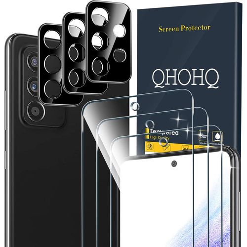 3 Pièces Verre Trempé Pour Samsung Galaxy A53 5g Avec 3 Pièces Caméra Arrière Protecteur, Ultra Résistant Film Protection Écran, 9h Dureté, Hd, Anti-Rayures, Sans Bulles