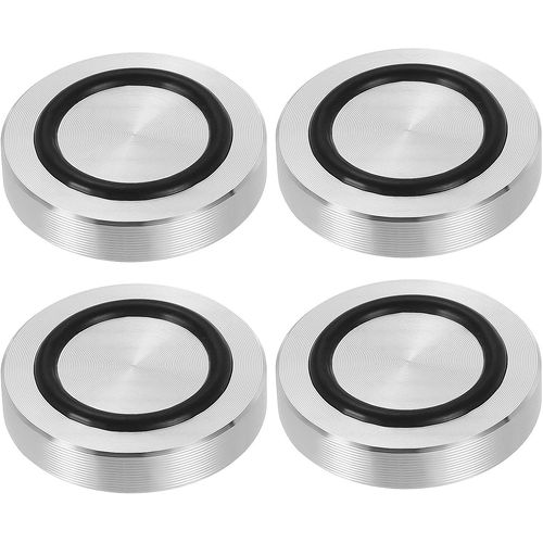 M8 Filetage 40mm / 1.6"" Diamètre 8mm Épais Adaptateur de Haut en Verre à Disque Cercle en Aluminium 4Pcs Quincaillerie de Plaque de Protection de Pieds avec Anneau en Caoutchouc