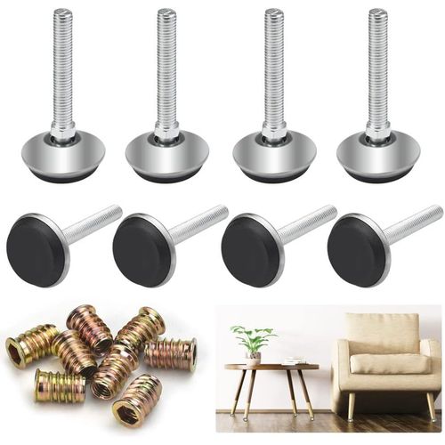 8 Pièces Pieds De Nivellement Réglables Pour Meubles Pied Vérin Réglable M8*50mm Vis De Réglage Meuble En Alliage De Zinc Vis De Nivellement Ajustables Pour Armoire, Chaises, Table
