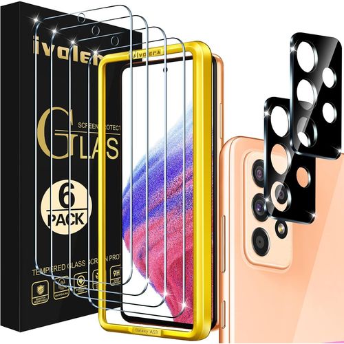 Pack De 4 Verre Trempé Compatible Avec Samsung Galaxy A53 5g, Avec [2 Pièces] Caméra Arrière Protecteur Et Kit Installation Offert, Film De Protection D¿Écran [Anti Rayures]