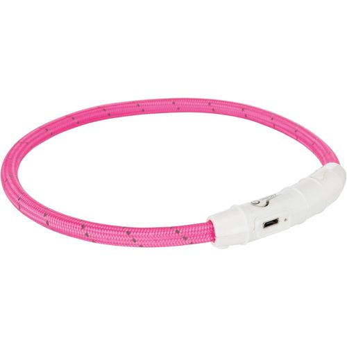 Collier Avec Lampe Flash Usb Pour Chien Rose Taille L-Xl