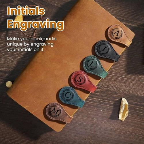 BMTTERQGWO - Marque-pages magnetiques en cuir personnalises initiale, 26 lettres, clips magnetiques faits main, cadeaux lecteurs