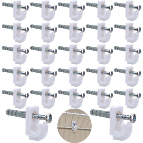 BMTTERQGWO - Attaches murales pour etageres 30 sets, supports et clips pour rayonnage, inclut vis et chevilles, plastique blanc