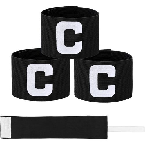 Bmtterqgwo - 3pcs Brassard Capitaine Noir 7x33 Cm Ajustable Football Rugby Basketball Volleyball Adulte Jeune