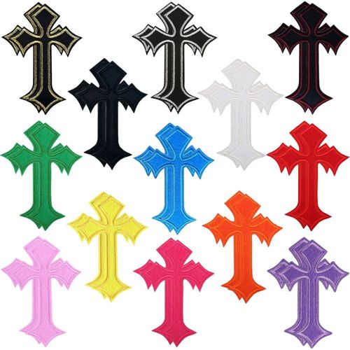 Bmtterqgwo - 26 Pieces Patches Croix A Repasser, Broderie Applique Decoration Reparation Vetements Jeans Chapeaux Sacs Vestes