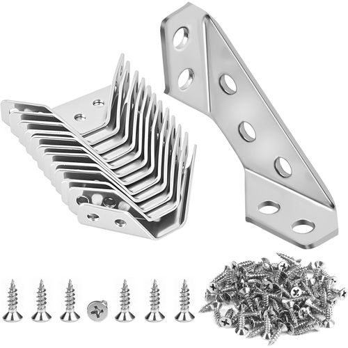 Bmtterqgwo - 12 Pieces Supports D Angle En Acier Inox Meubles En Bois, Attaches Universelles Vis Tiroirs, Armoires, Tables Et Chaises