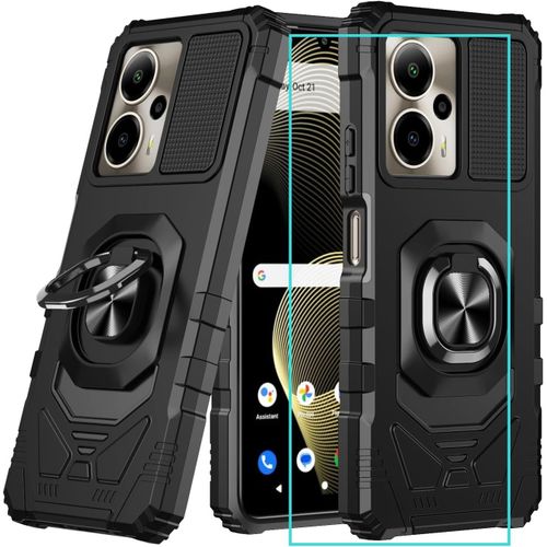 Bmtterqgwo - Coque Cricket Outlast 5g 2024/At&t Motivate Pro 5g Avec Protecteur Ecran, Protection Militaire Et Support Anneau Noir