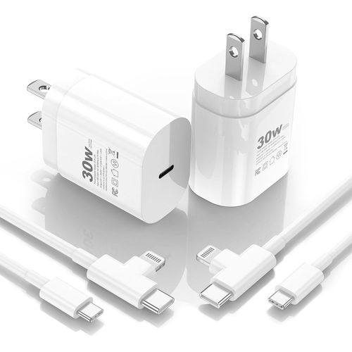 Bmtterqgwo - Chargeur 30w Iphone 16/15/14/13/12 Avec Cable C A C Et Lightning 6ft, Charge Rapide Pour Iphone/Ipad/Galaxy, Blanc