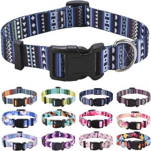 Ershi-Collier Pour Chien, Motif Tendance Avec Boucle À Dégagement Rapide, Bohème, Fleur, Géométrique, Tribal Design, Collier Class[533]