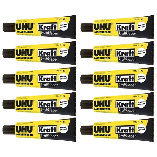 Uhu Lot De 10 Colles Forte Universelle Transparente, Avec Solvant, 125g