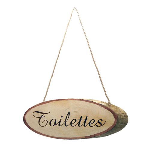 Plaque de porte toilettes en rondin de bois