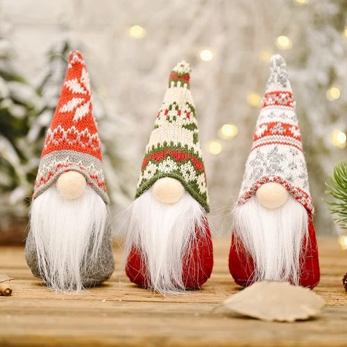 ERSHI-Lot de 3 Lutins de Noël - Père Noël GNOME - Petites Figurines - Nain Scandinave - Fabriquées à la Main - Pour Décoration Int[6405]