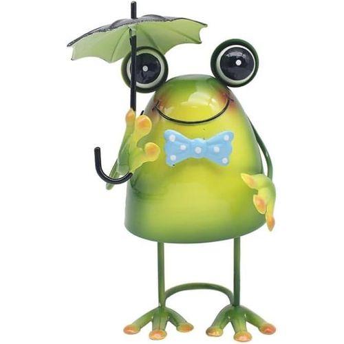 Ershi-Ornements, Métal, Grenouille Avec Parapluie, Taille Unique[6283]