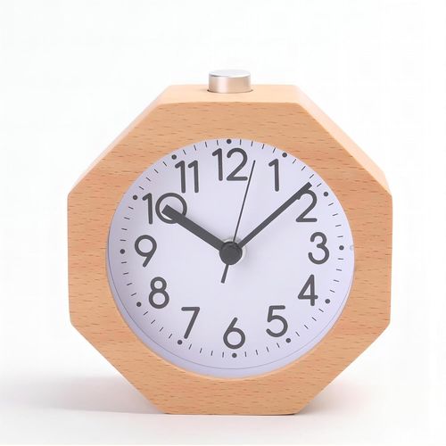 ERSHI-Réveil Analogique en Bois, LED Non-Tic-Tac avec Chiffres Arabes Réveil Lumière Nuit Snooze Fonction Batterie Facile à Régler[6164]