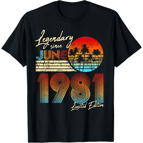 Ershi-Nées En 1981 Juin Cadeau Anniversaire 40 Ans Vintage T-Shirt[8689]
