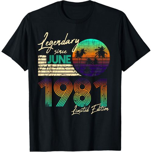 Ershi-Nées En 1981 Juin Cadeau Anniversaire 40 Ans Vintage T-Shirt[8688]