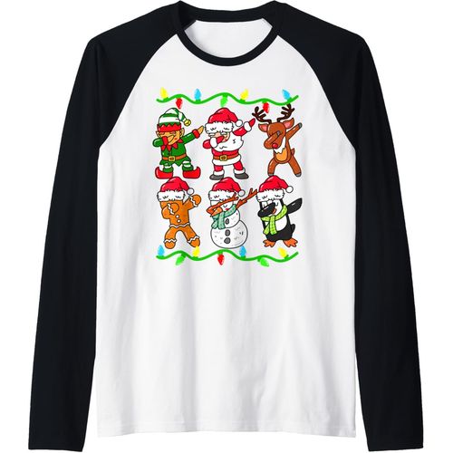 Ershi-Dabbing Santa Claus Noël Elfe Enfants Garçons Filles Cadeaux Manche Raglan[9087]