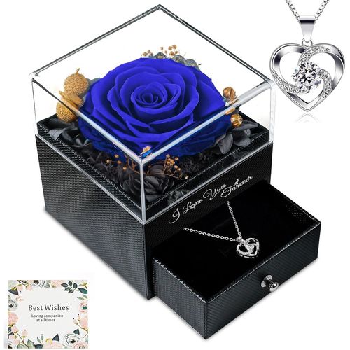Ershi-Rose Réelle Éternelle Avec Collier, Cadeau Pour Les Femmes, Anniversaire, Boîte De Roses Infinity En Fleurs, Boîte Cadeau De[1627]
