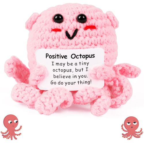 ERSHI-Pieuvre Positif, Pieuvre Positive en français, Peluche Poupées avec Carte Positive, Mini Motivantes Tricotée Pieuvre, Cadeau[156]
