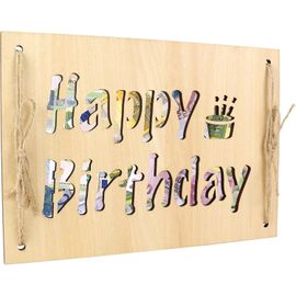 Ershi-Carte Anniversaire En Bois, Carte De Voeux Anniversaire Femme Homme Enfant,Cadeau Anniversaire Happy Birthday[4100]