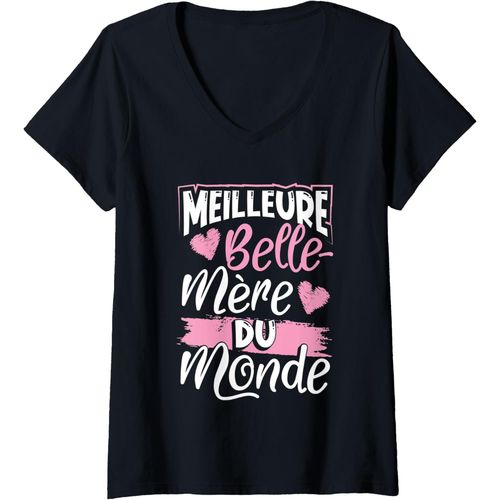 Ershi-Femme Meilleure Belle-Mère Du Monde Cadeau De La Fête Des Mères T-Shirt Avec Col En V[4381]